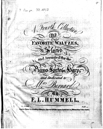 Hummell - Favorite Waltzes, Collection 4 - Score