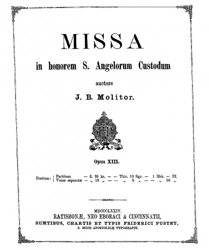 Molitor - Missa 'In honorem S. Angelorum Custodum' - Score