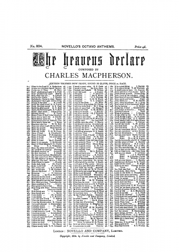 Macpherson - The Heavens Declare the Glory of God - Score