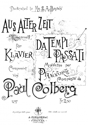 Colberg - Aus alter Zeit - Score