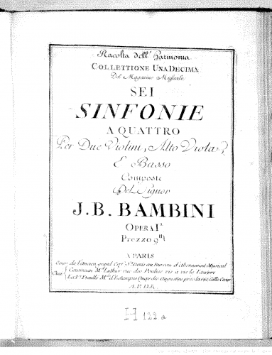 Bambini - 6 Symphonies, Op. 1