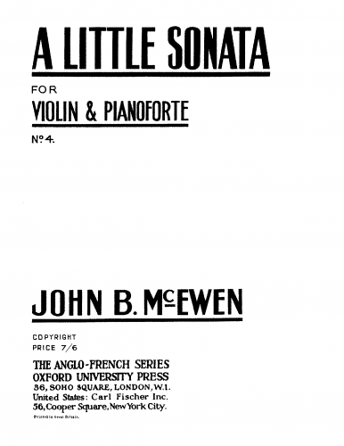 McEwen - A Little Sonata (no. 4) for Violin and Piano - Score