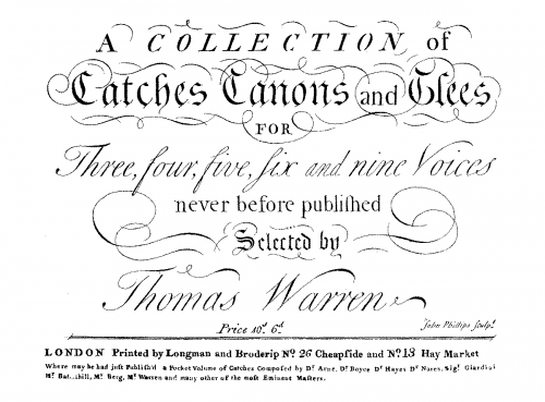 Warren - A Collection of Catches, Canons and Glees