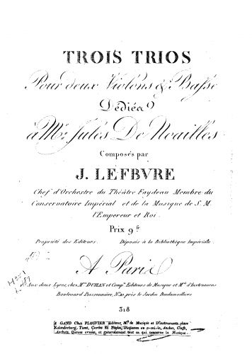 Lefèbvre - Trois trios pour deux violons & basse