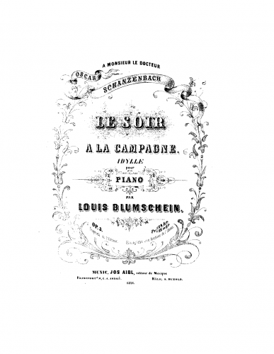 Blumschein - Le soir a la campagne, Op. 5 - Score