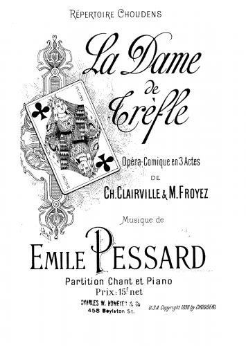 Pessard - La dame de trèfle - Vocal Score - Score