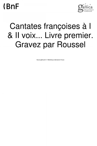 Grandval - Cantates françaises à une et deux voix, Livre premier - Score