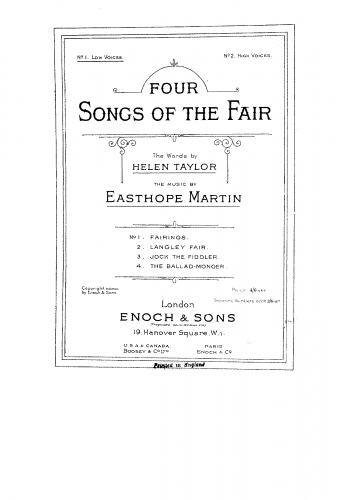 Martin - 4 Songs of The Fair - Score