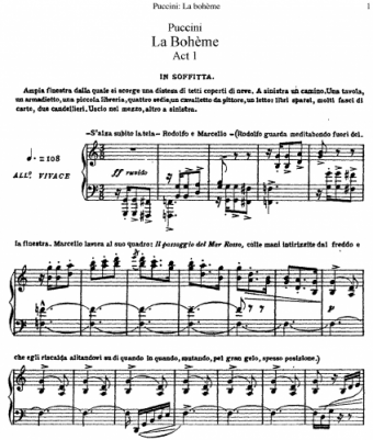 Puccini - La Bohème, SC 67 - Vocal Score